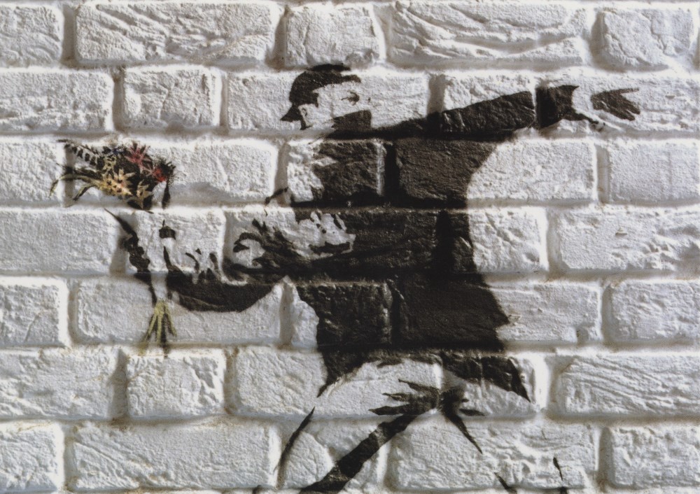 Lot #982: BANKSY - Flower Thrower - Color offset lithograph