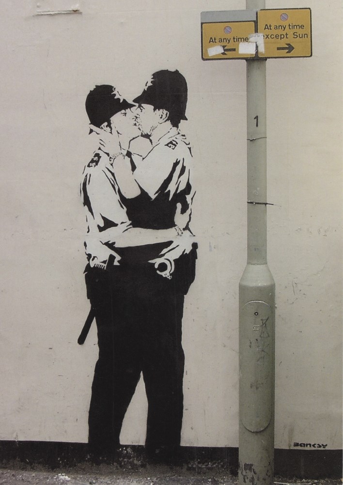 Lot #1080: BANKSY - Kissing Coppers - Color offset lithograph