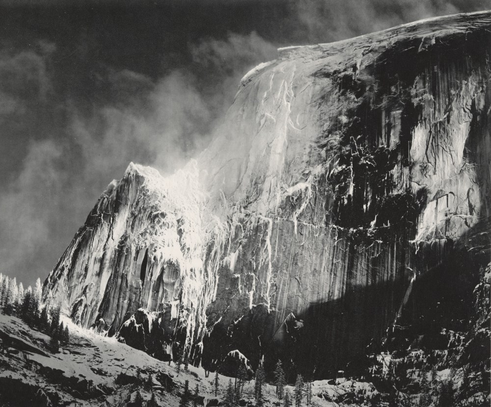 Lot #1029: ANSEL ADAMS - Half Dome, Blowing Snow, Yosemite National Park, California - Original vintage photogravure
