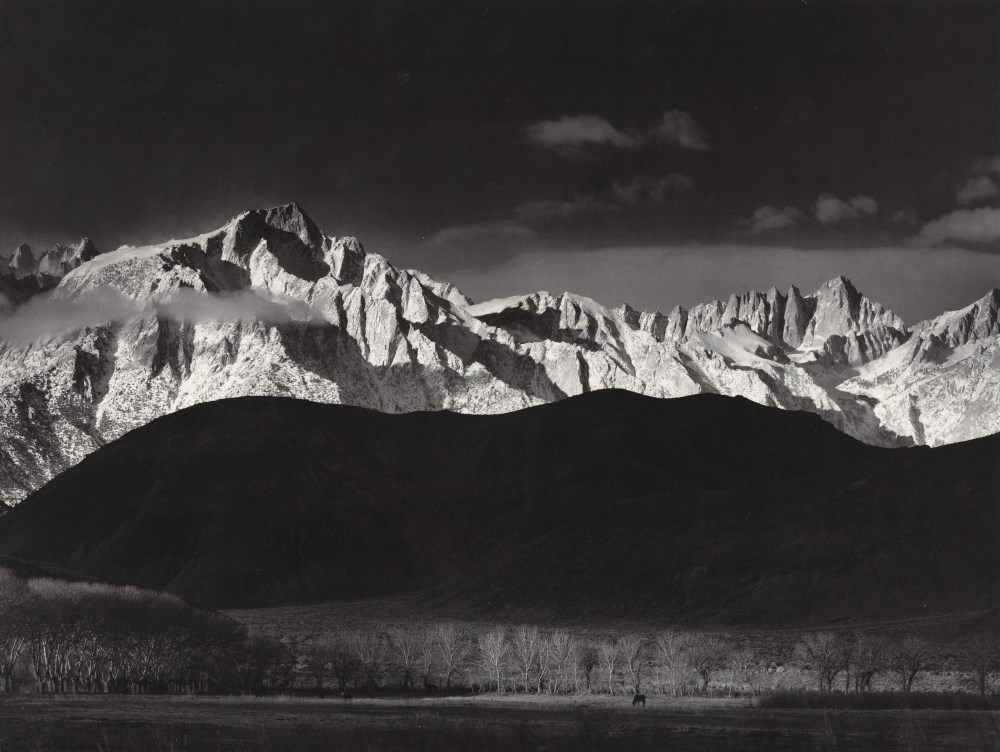 Lot #1496: ANSEL ADAMS - Winter Sunrise, the Sierra Nevada from Lone Pine, California - Original photogravure