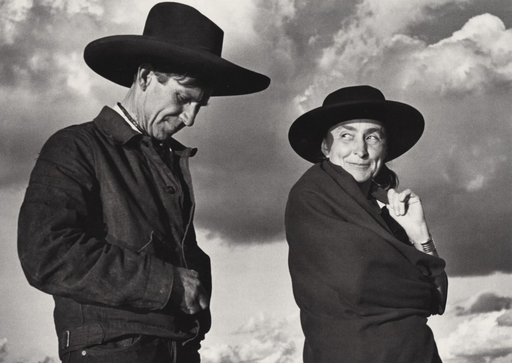 Lot #1010: ANSEL ADAMS - Georgia O'Keeffe and Orville Cox, Canyon de Chelly National Monument, Arizona - Original photogravure