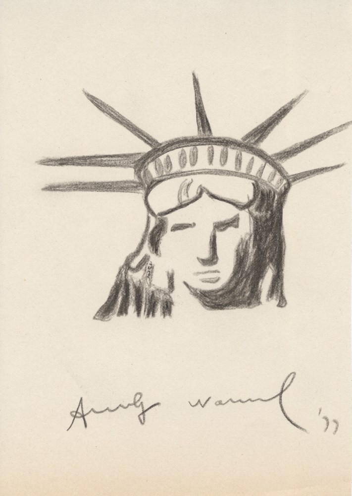 Lot #1416: ANDY WARHOL - The Statue of Liberty - Pencil drawing on paper