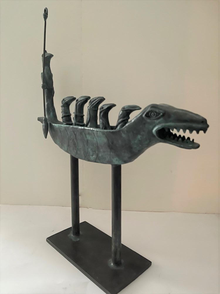 Lot #906: LEONORA CARRINGTON [impute] - Crocodile Dreams II (Cocodrilos Sueos II) - Bronze sculpture with turquoise patina