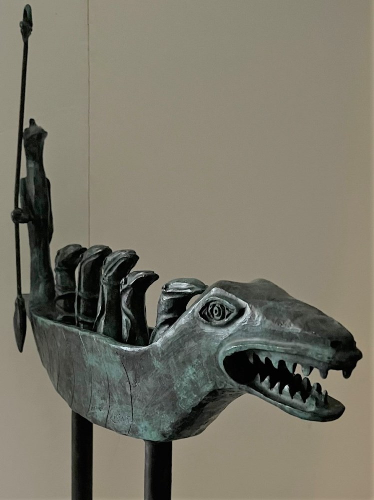 Lot #906: LEONORA CARRINGTON [impute] - Crocodile Dreams II (Cocodrilos Sueos II) - Bronze sculpture with turquoise patina