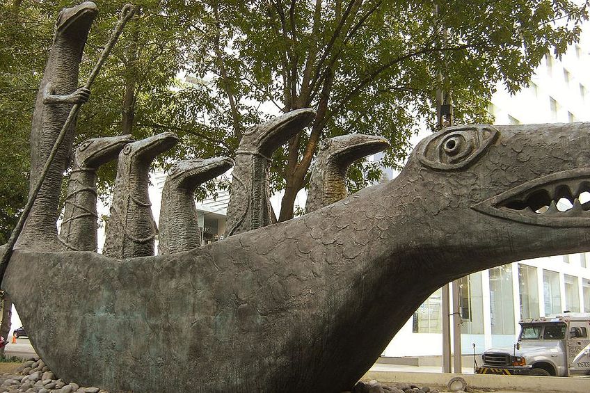 Lot #906: LEONORA CARRINGTON [impute] - Crocodile Dreams II (Cocodrilos Sueos II) - Bronze sculpture with turquoise patina
