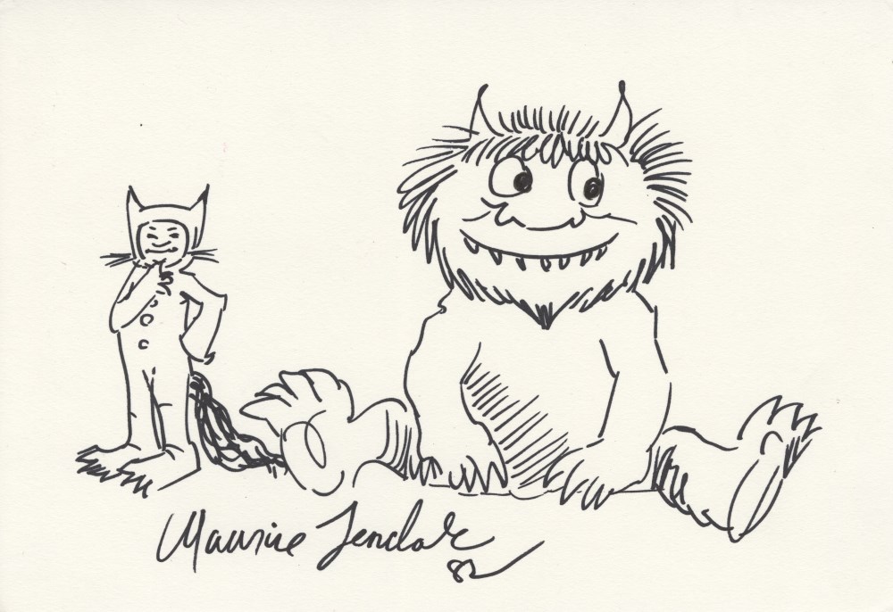 Lot #3245: MAURICE SENDAK - Where the Wild Things Are: Max and Moishe - Ink drawing on paper
