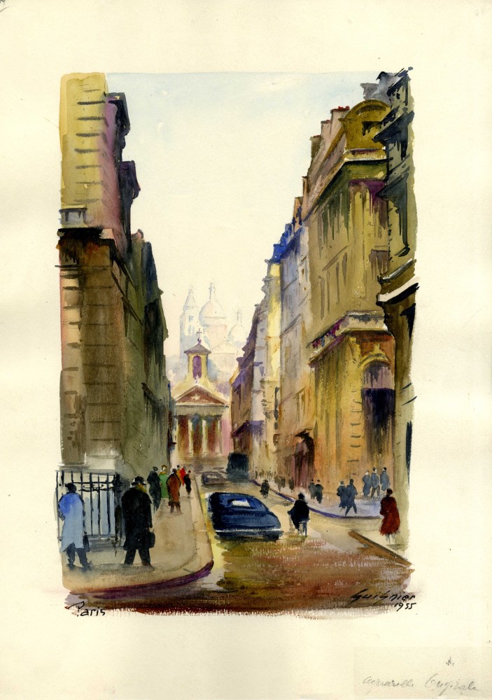 Lot #1973: FERNAND GUIGNIER - Paris - Watercolor on paper