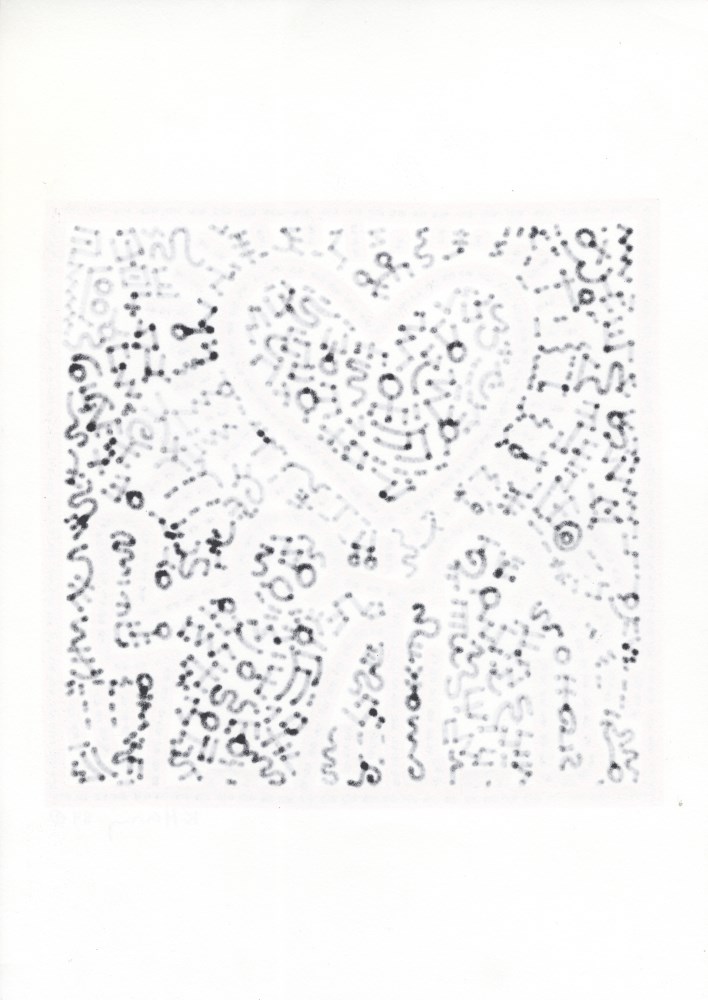 Lot #57: KEITH HARING - Best Buddies - Black and red marker drawing on paper