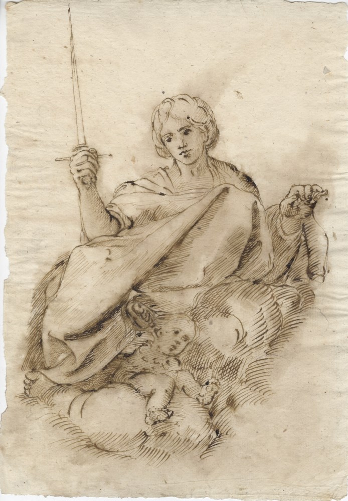 Lot #106: SISTO BADALOCCHIO - Circle of Justice - Pen and brown ink with brown wash drawing on paper