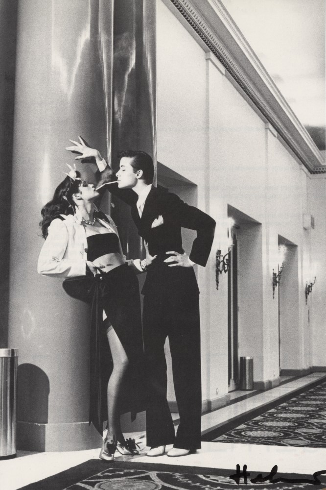 Lot #740: HELMUT NEWTON - Woman Into Man, French Vogue, Paris - Original photolithograph