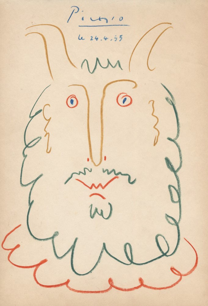 Lot #967: PABLO PICASSO - Faune - Original crayon drawing on paper
