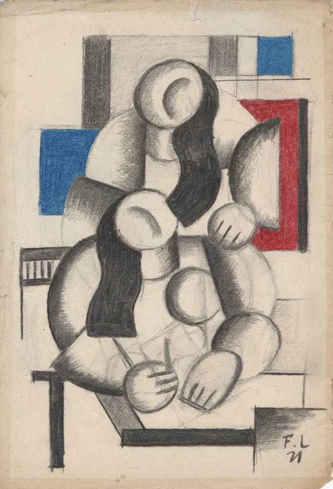 Lot #1537: FERNAND LEGER - Deux femmes - Mixed media drawing on paper