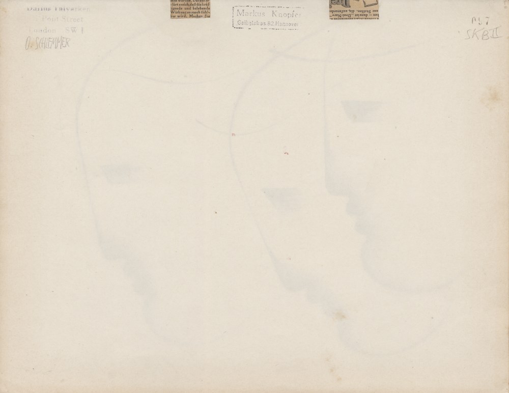 Lot #1603: OSKAR SCHLEMMER - Profil (Drei Kpfe nach rechts) - Chalk drawing on paper