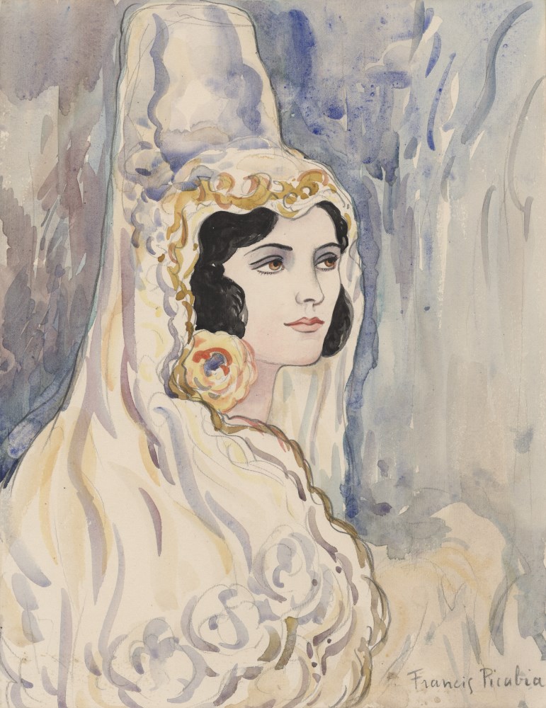 Lot #1085: FRANCIS PICABIA - La beaut espagnole - Watercolor, gouache, and pencil drawing on paper