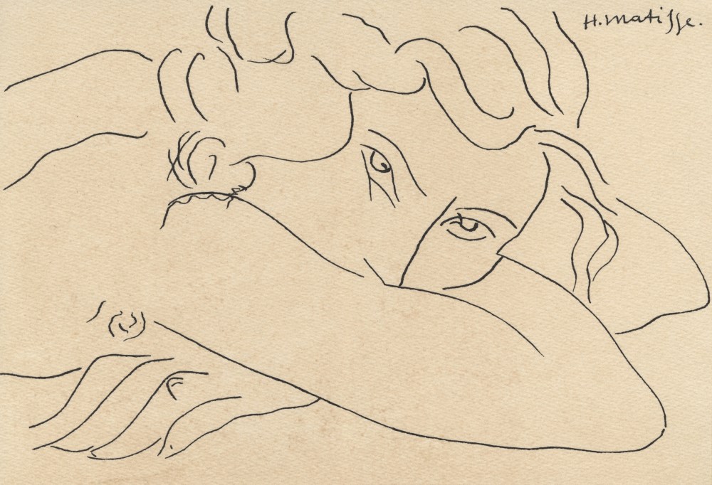 Lot #1695: HENRI MATISSE [imputée] - Femme allongée - Pen and ink drawing on paper