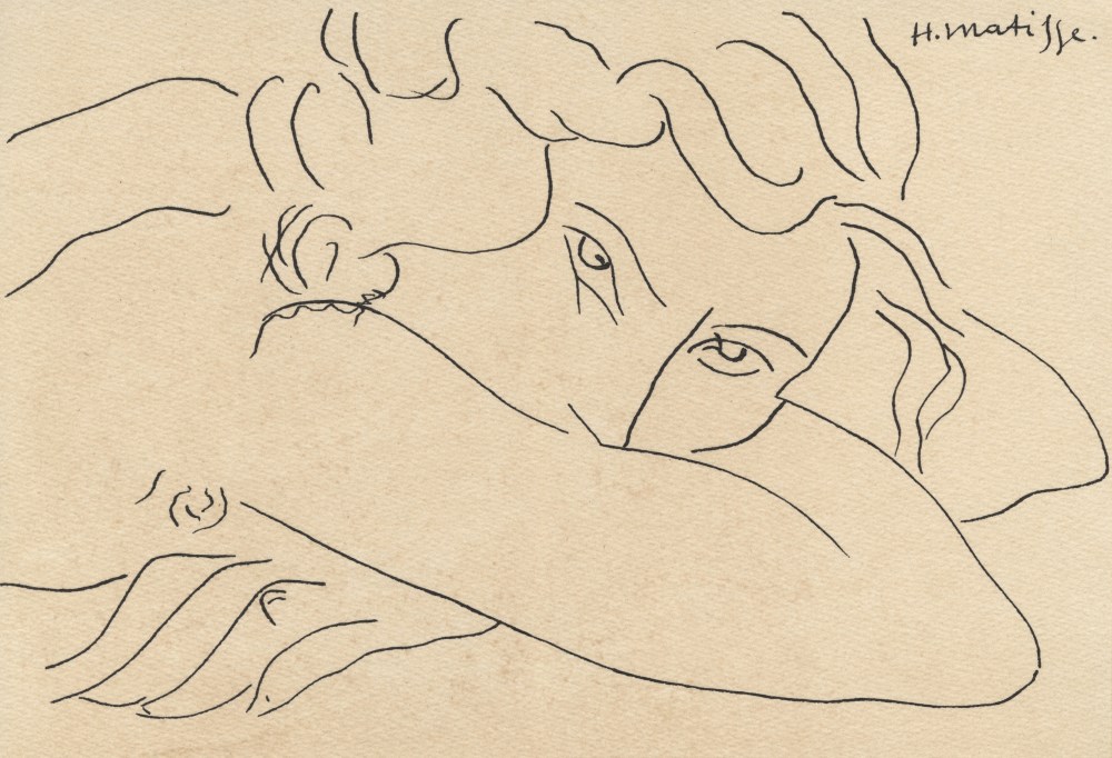Lot #974: HENRI MATISSE [impute] - Femme allonge - Pen and ink drawing on paper