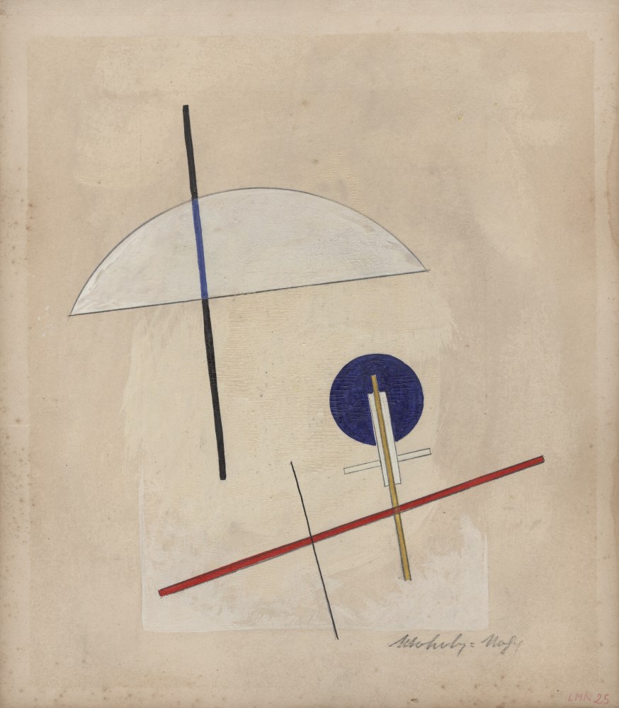 Lot #121: LASZLO MOHOLY-NAGY - Composition - Gouache, India ink, and pencil drawing