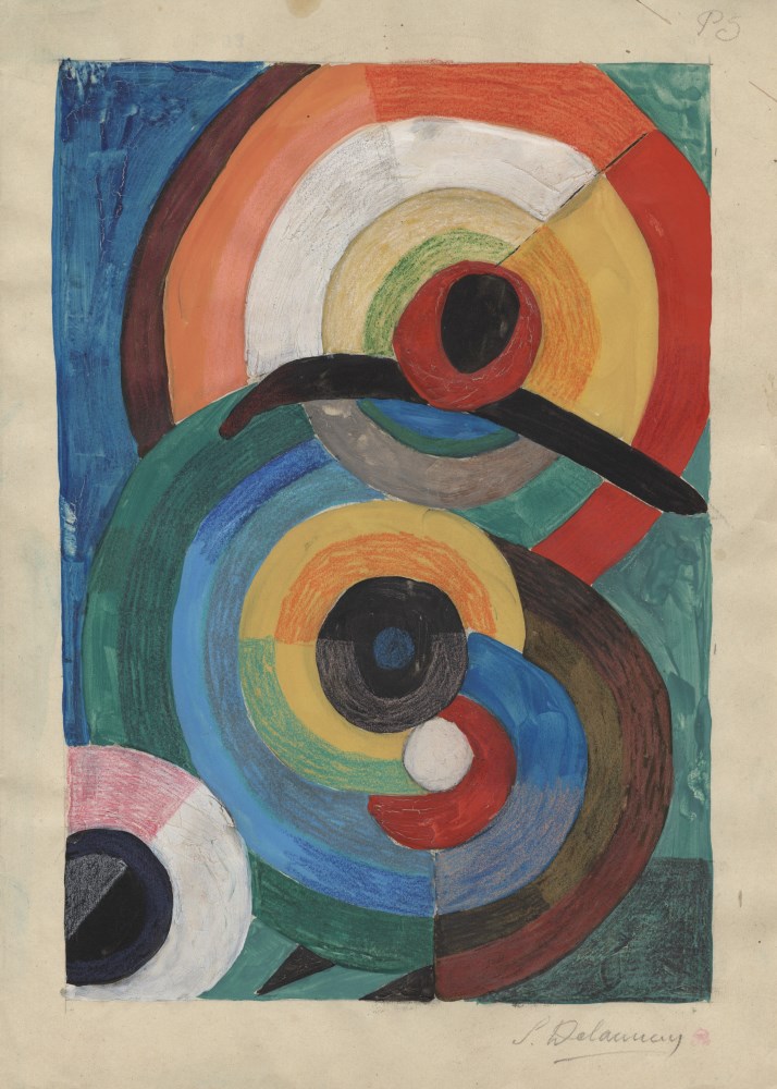 Lot #1608: SONIA DELAUNAY - Rythmes Couleurs - Gouache, watercolor, and pencil drawing on paper