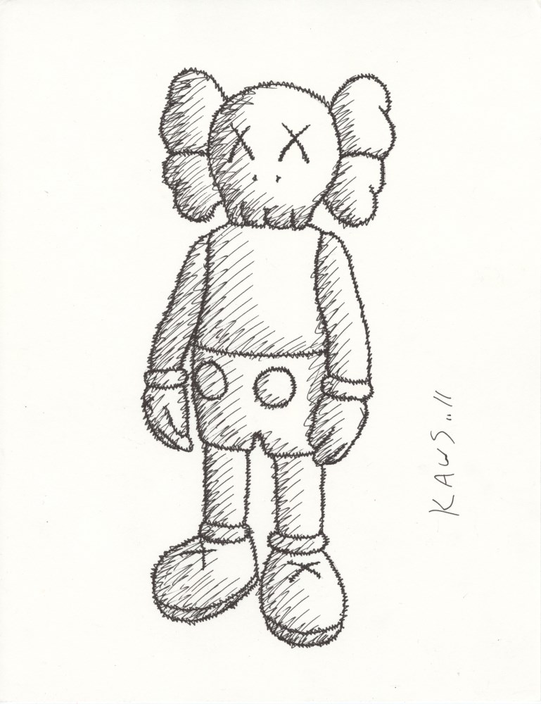 Lot #117: BRIAN DONNELLY [KAWS] - Companion - Original pen drawing