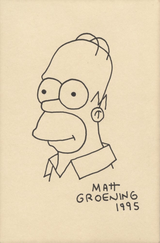 Lot #3116: MATT GROENING - The Simpsons: Homer - Black marker drawing on paper