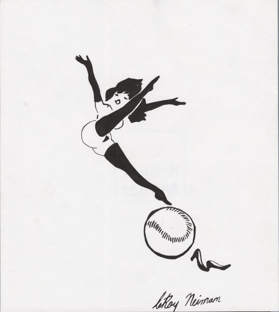 Lot #186: LEROY NEIMAN - Femlin Loves Base Ball - Ink drawing on paper