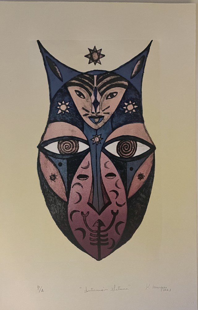 Lot #1558: KARIMA MUYAES - Intuicin Gatuna - Original color lithograph
