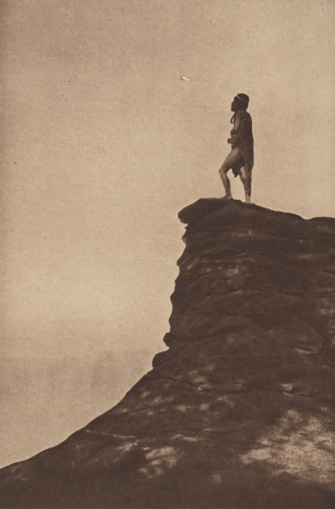 Lot #3103: EDWARD S. CURTIS - The Prayer Token - Original vintage sepia toned photogravure