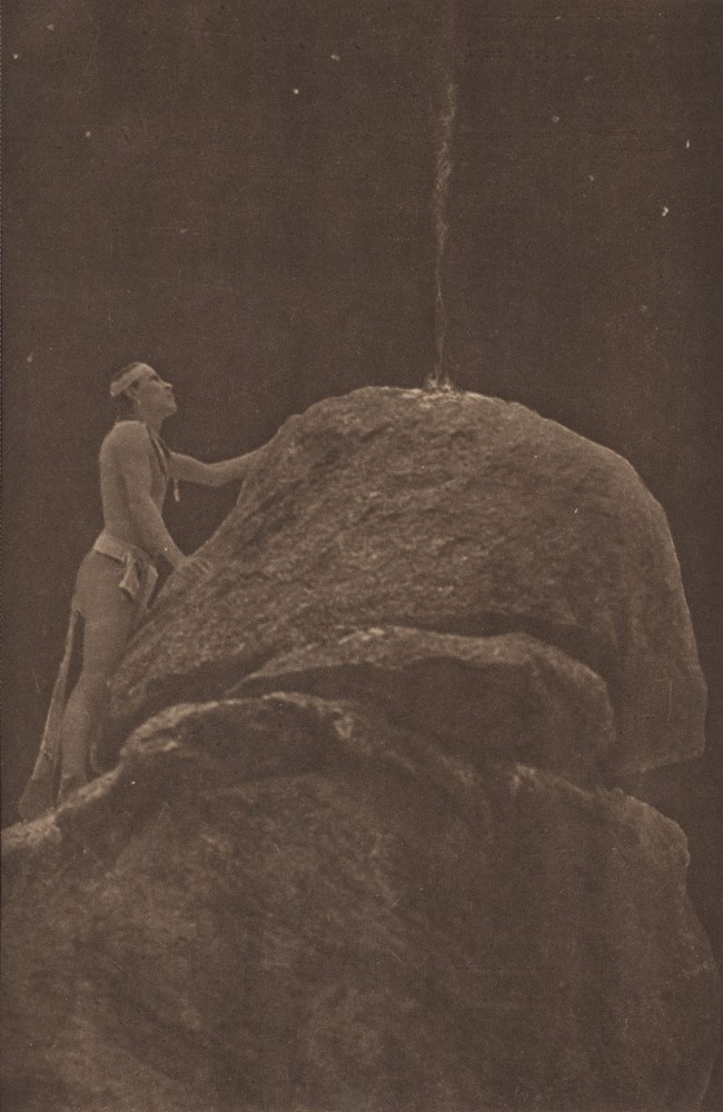 Lot #3112: EDWARD S. CURTIS - The Signal Fire - Original vintage sepia toned photogravure