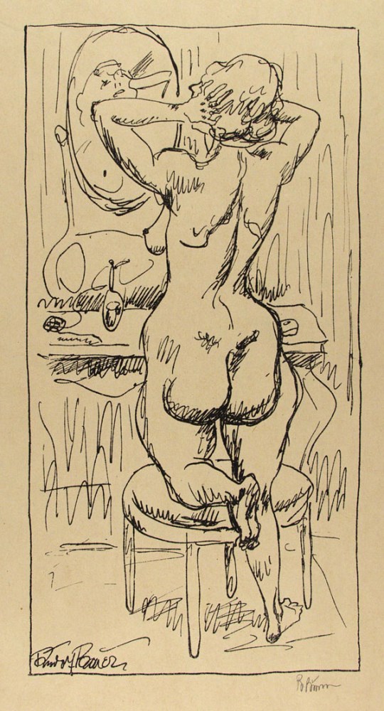 Lot #1732: RUDOLF BAUER - At the Mirror - Lithograph