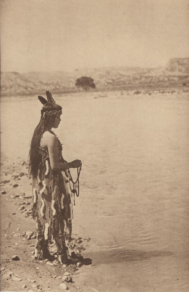 Lot #1769: EDWARD S. CURTIS - Beads of the Navajo - Original vintage sepia toned photogravure
