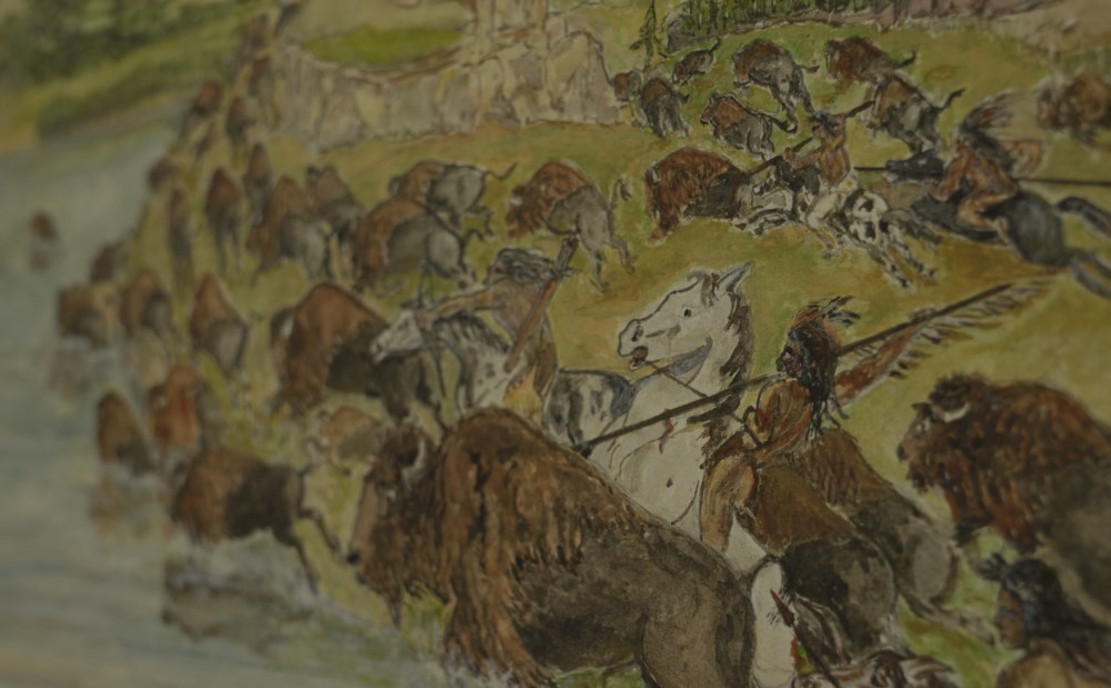 Lot #638: KARL BODMER - The Buffalo Hunt - Gouache, watercolor, and ink on paper