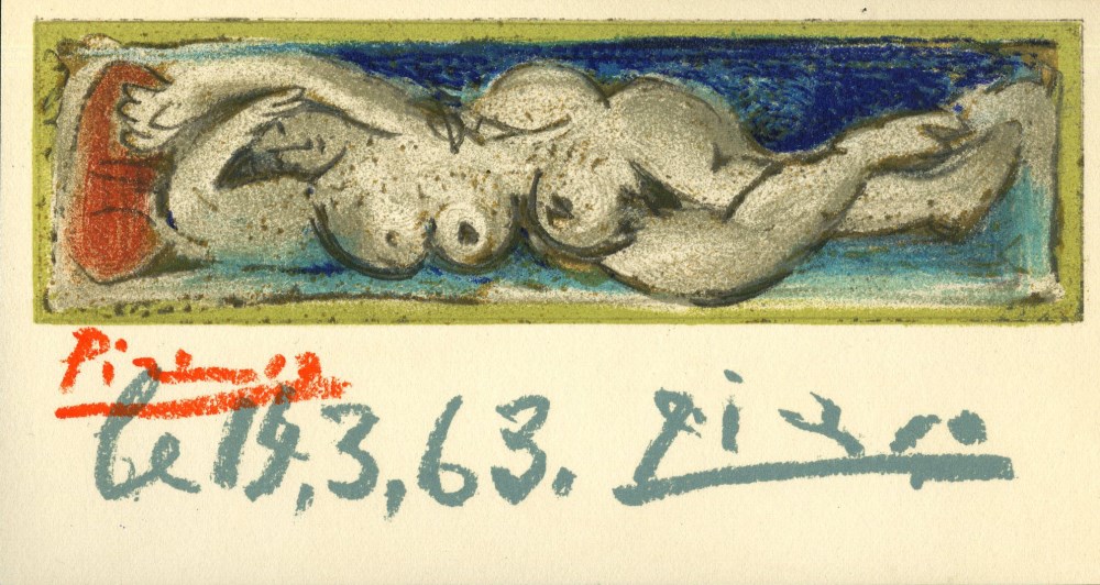 Lot #966: PABLO PICASSO - Femme nue couchee - Original color lithograph