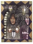 Lot #1237: KARIMA MUYAES - Orishas - Color etching with sugarlift aquatint, on a zinc plate  la poupe