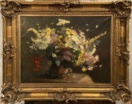 Lot #1918: HENRI FANTIN-LATOUR [imput&#233;e] - Nature morte: fleurs velout&#233;es - Oil on canvas