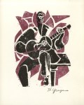 Lot #982: HARTWELL YEARGANS - Folksinger - Original color linocut