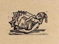 Lot #3201: LEOPOLDO MENDEZ - Untitled [Sea-man in a Shell] - Woodcut