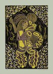 Lot #2558: KARIMA MUYAES - Mujer con Mascara - Color linoleum cut