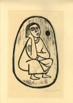 Lot #262: JOSE VENTURELLI - Pensive Woman - Original woodcut