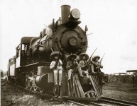 Lot #355: HUGO BREHME - Locomativa con Revolucionarios en el Estado de Morelos - Original gelatin silver print