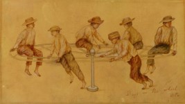 Lot #2175: WINSLOW HOMER [imputee] - Boys on the Wheel - Watercolor with pencil on paper
