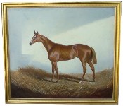 Lot #105: ALFONSO GRAY/GREY - The Racehorse 'Recorder' - Oil on canvas