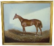 Lot #653: ALFONSO GRAY/GREY - The Racehorse 'Recorder' - Oil on canvas