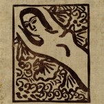Lot #511: SHIKO MUNAKATA - Reclining Female Nude II - Color woodcut in brown ink