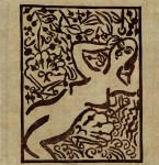 Lot #185: SHIKO MUNAKATA - Female Nude in Garden II - Color woodcut in brown ink