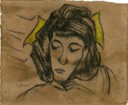 Lot #1000: ERICH HECKEL - Frauenkopf - Mixed media (pastel, charcoal, pencil) on paper