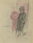 Lot #1637: GEORGE GROSZ [imputee] - Strolling Couple - Mixed media (watercolor and pencil) on paper