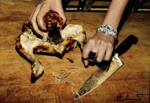 Lot #2039: HELMUT NEWTON - Roast Chicken and Bulgari Jewels - Original vintage color photolithograph