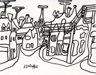 Lot #2695: JEAN DUBUFFET [d'apr&#232;s] - Village aux antennes - Original drawing (black marker)