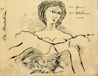 Lot #2116: CHARLES BAUDELAIRE [imput&#233;e] - Study for 'Portrait de Jeanne Duval' - Original pen and ink drawing
