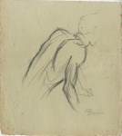 Lot #2053: UMBERTO BOCCIONI - Figura di Spalle - Original charcoal and pencil drawing